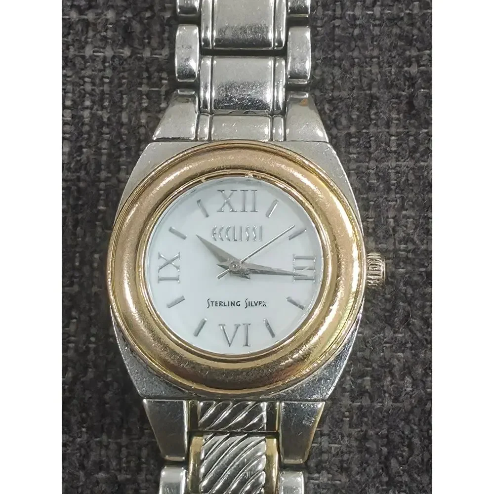 Ecclissi 33035 Sterling Silver 925 Two Tone Reversible Link Swivel Watch